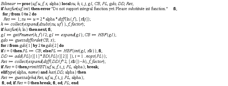 Typesetting:-mrow(Typesetting:-mi("Bilinear", italic = "true", mathvariant = "italic"), Typesetting:-mo("&coloneq;", mathvariant = "normal", fence = "false", separator = "false", stretchy = "false", symmetric = "false", largeop = "false", movablelimits = "false", accent = "false", lspace = "0.2777778em", rspace = "0.2777778em"), Typesetting:-mo("proc", bold = "true", mathvariant = "bold", fontweight = "bold", fence = "false", separator = "false", stretchy = "false", symmetric = "false", largeop = "false", movablelimits = "false", accent = "false", lspace = "0.0em", rspace = "0.0em"), Typesetting:-mfenced(Typesetting:-mrow(Typesetting:-mi("uf", italic = "true", mathvariant = "italic"), Typesetting:-mo(",", mathvariant = "normal", fence = "false", separator = "true", stretchy = "false", symmetric = "false", largeop = "false", movablelimits = "false", accent = "false", lspace = "0.0em", rspace = "0.3333333em"), Typesetting:-mi("u", italic = "true", mathvariant = "italic"), Typesetting:-mo(",", mathvariant = "normal", fence = "false", separator = "true", stretchy = "false", symmetric = "false", largeop = "false", movablelimits = "false", accent = "false", lspace = "0.0em", rspace = "0.3333333em"), Typesetting:-mi("f", italic = "true", mathvariant = "italic"), Typesetting:-mo(",", mathvariant = "normal", fence = "false", separator = "true", stretchy = "false", symmetric = "false", largeop = "false", movablelimits = "false", accent = "false", lspace = "0.0em", rspace = "0.3333333em"), Typesetting:-mi("x", italic = "true", mathvariant = "italic"), Typesetting:-mo(",", mathvariant = "normal", fence = "false", separator = "true", stretchy = "false", symmetric = "false", largeop = "false", movablelimits = "false", accent = "false", lspace = "0.0em", rspace = "0.3333333em"), Typesetting:-mi("alpha", italic = "false", mathvariant = "normal")), mathvariant = "normal"), Typesetting:-mo(" ", mathvariant = "normal", fence = "false", separator = "false", stretchy = "false", symmetric = "false", largeop = "false", movablelimits = "false", accent = "false", lspace = "0.0em", rspace = "0.0em"), Typesetting:-mo("local", bold = "true", mathvariant = "bold", fontweight = "bold", fence = "false", separator = "false", stretchy = "false", symmetric = "false", largeop = "false", movablelimits = "false", accent = "false", lspace = "0.0em", rspace = "0.0em"), Typesetting:-mo(" ", mathvariant = "normal", fence = "false", separator = "false", stretchy = "false", symmetric = "false", largeop = "false", movablelimits = "false", accent = "false", lspace = "0.0em", rspace = "0.0em"), Typesetting:-mi("su", italic = "true", mathvariant = "italic"), Typesetting:-mo(",", mathvariant = "normal", fence = "false", separator = "true", stretchy = "false", symmetric = "false", largeop = "false", movablelimits = "false", accent = "false", lspace = "0.0em", rspace = "0.3333333em"), Typesetting:-mi("h", italic = "true", mathvariant = "italic"), Typesetting:-mo(",", mathvariant = "normal", fence = "false", separator = "true", stretchy = "false", symmetric = "false", largeop = "false", movablelimits = "false", accent = "false", lspace = "0.0em", rspace = "0.3333333em"), Typesetting:-mi("i", italic = "true", mathvariant = "italic"), Typesetting:-mo(",", mathvariant = "normal", fence = "false", separator = "true", stretchy = "false", symmetric = "false", largeop = "false", movablelimits = "false", accent = "false", lspace = "0.0em", rspace = "0.3333333em"), Typesetting:-mi("j", italic = "true", mathvariant = "italic"), Typesetting:-mo(",", mathvariant = "normal", fence = "false", separator = "true", stretchy = "false", symmetric = "false", largeop = "false", movablelimits = "false", accent = "false", lspace = "0.0em", rspace = "0.3333333em"), Typesetting:-mi("g1", italic = "true", mathvariant = "italic"), Typesetting:-mo(",", mathvariant = "normal", fence = "false", separator = "true", stretchy = "false", symmetric = "false", largeop = "false", movablelimits = "false", accent = "false", lspace = "0.0em", rspace = "0.3333333em"), Typesetting:-mi("CB", italic = "true", mathvariant = "italic"), Typesetting:-mo(",", mathvariant = "normal", fence = "false", separator = "true", stretchy = "false", symmetric = "false", largeop = "false", movablelimits = "false", accent = "false", lspace = "0.0em", rspace = "0.3333333em"), Typesetting:-mi("PL", italic = "true", mathvariant = "italic"), Typesetting:-mo(",", mathvariant = "normal", fence = "false", separator = "true", stretchy = "false", symmetric = "false", largeop = "false", movablelimits = "false", accent = "false", lspace = "0.0em", rspace = "0.3333333em"), Typesetting:-mi("gdo", italic = "true", mathvariant = "italic"), Typesetting:-mo(",", mathvariant = "normal", fence = "false", separator = "true", stretchy = "false", symmetric = "false", largeop = "false", movablelimits = "false", accent = "false", lspace = "0.0em", rspace = "0.3333333em"), Typesetting:-mi("DD", italic = "true", mathvariant = "italic"), Typesetting:-mo(",", mathvariant = "normal", fence = "false", separator = "true", stretchy = "false", symmetric = "false", largeop = "false", movablelimits = "false", accent = "false", lspace = "0.0em", rspace = "0.3333333em"), Typesetting:-mi("Res", italic = "true", mathvariant = "italic"), Typesetting:-mo(";", mathvariant = "normal", fence = "false", separator = "true", stretchy = "false", symmetric = "false", largeop = "false", movablelimits = "false", accent = "false", lspace = "0.0em", rspace = "0.2777778em"), Typesetting:-mspace(height = "0.0ex", width = "0.0em", depth = "0.0ex", linebreak = "newline"), Typesetting:-mspace(height = "0.0ex", width = "0.0em", depth = "0.0ex", linebreak = "auto"), Typesetting:-mo("if", bold = "true", mathvariant = "bold", fontweight = "bold", fence = "false", separator = "false", stretchy = "false", symmetric = "false", largeop = "false", movablelimits = "false", accent = "false", lspace = "0.0em", rspace = "0.0em"), Typesetting:-mo(" ", mathvariant = "normal", fence = "false", separator = "false", stretchy = "false", symmetric = "false", largeop = "false", movablelimits = "false", accent = "false", lspace = "0.0em", rspace = "0.0em"), Typesetting:-mi("hasfun", italic = "true", mathvariant = "italic"), Typesetting:-mfenced(Typesetting:-mrow(Typesetting:-mi("uf", italic = "true", mathvariant = "italic"), Typesetting:-mo(",", mathvariant = "normal", fence = "false", separator = "true", stretchy = "false", symmetric = "false", largeop = "false", movablelimits = "false", accent = "false", lspace = "0.0em", rspace = "0.3333333em"), Typesetting:-mi("int", italic = "true", mathvariant = "italic")), mathvariant = "normal"), Typesetting:-mo(" ", mathvariant = "normal", fence = "false", separator = "false", stretchy = "false", symmetric = "false", largeop = "false", movablelimits = "false", accent = "false", lspace = "0.0em", rspace = "0.0em"), Typesetting:-mo("then", bold = "true", mathvariant = "bold", fontweight = "bold", fence = "false", separator = "false", stretchy = "false", symmetric = "false", largeop = "false", movablelimits = "false", accent = "false", lspace = "0.0em", rspace = "0.0em"), Typesetting:-mo(" ", mathvariant = "normal", fence = "false", separator = "false", stretchy = "false", symmetric = "false", largeop = "false", movablelimits = "false", accent = "false", lspace = "0.0em", rspace = "0.0em"), Typesetting:-mo("error", bold = "true", mathvariant = "bold", fontweight = "bold", fence = "false", separator = "false", stretchy = "false", symmetric = "false", largeop = "false", movablelimits = "false", accent = "false", lspace = "0.0em", rspace = "0.0em"), Typesetting:-mo(" ", mathvariant = "normal", fence = "false", separator = "false", stretchy = "false", symmetric = "false", largeop = "false", movablelimits = "false", accent = "false", lspace = "0.0em", rspace = "0.0em"), Typesetting:-ms("Do not support integral function yet.Please substitute int function."), Typesetting:-mo(" ", mathvariant = "normal", fence = "false", separator = "false", stretchy = "false", symmetric = "false", largeop = "false", movablelimits = "false", accent = "false", lspace = "0.0em", rspace = "0.0em"), Typesetting:-mo("fi", bold = "true", mathvariant = "bold", fontweight = "bold", fence = "false", separator = "false", stretchy = "false", symmetric = "false", largeop = "false", movablelimits = "false", accent = "false", lspace = "0.0em", rspace = "0.0em"), Typesetting:-mo(";", mathvariant = "normal", fence = "false", separator = "true", stretchy = "false", symmetric = "false", largeop = "false", movablelimits = "false", accent = "false", lspace = "0.0em", rspace = "0.2777778em"), Typesetting:-mspace(height = "0.0ex", width = "0.0em", depth = "0.0ex", linebreak = "newline"), Typesetting:-mo(" ", mathvariant = "normal", fence = "false", separator = "false", stretchy = "false", symmetric = "false", largeop = "false", movablelimits = "false", accent = "false", lspace = "0.0em", rspace = "0.0em"), Typesetting:-mo(" ", mathvariant = "normal", fence = "false", separator = "false", stretchy = "false", symmetric = "false", largeop = "false", movablelimits = "false", accent = "false", lspace = "0.0em", rspace = "0.0em"), Typesetting:-mo("for", bold = "true", mathvariant = "bold", fontweight = "bold", fence = "false", separator = "false", stretchy = "false", symmetric = "false", largeop = "false", movablelimits = "false", accent = "false", lspace = "0.0em", rspace = "0.0em"), Typesetting:-mo(" ", mathvariant = "normal", fence = "false", separator = "false", stretchy = "false", symmetric = "false", largeop = "false", movablelimits = "false", accent = "false", lspace = "0.0em", rspace = "0.0em"), Typesetting:-mi("j", italic = "true", mathvariant = "italic"), Typesetting:-mo(" ", mathvariant = "normal", fence = "false", separator = "false", stretchy = "false", symmetric = "false", largeop = "false", movablelimits = "false", accent = "false", lspace = "0.0em", rspace = "0.0em"), Typesetting:-mo("from", bold = "true", mathvariant = "bold", fontweight = "bold", fence = "false", separator = "false", stretchy = "false", symmetric = "false", largeop = "false", movablelimits = "false", accent = "false", lspace = "0.0em", rspace = "0.0em"), Typesetting:-mo(" ", mathvariant = "normal", fence = "false", separator = "false", stretchy = "false", symmetric = "false", largeop = "false", movablelimits = "false", accent = "false", lspace = "0.0em", rspace = "0.0em"), Typesetting:-mn("0", mathvariant = "normal"), Typesetting:-mo(" ", mathvariant = "normal", fence = "false", separator = "false", stretchy = "false", symmetric = "false", largeop = "false", movablelimits = "false", accent = "false", lspace = "0.0em", rspace = "0.0em"), Typesetting:-mo("to", bold = "true", mathvariant = "bold", fontweight = "bold", fence = "false", separator = "false", stretchy = "false", symmetric = "false", largeop = "false", movablelimits = "false", accent = "false", lspace = "0.0em", rspace = "0.0em"), Typesetting:-mo(" ", mathvariant = "normal", fence = "false", separator = "false", stretchy = "false", symmetric = "false", largeop = "false", movablelimits = "false", accent = "false", lspace = "0.0em", rspace = "0.0em"), Typesetting:-mn("2", mathvariant = "normal"), Typesetting:-mo(" ", mathvariant = "normal", fence = "false", separator = "false", stretchy = "false", symmetric = "false", largeop = "false", movablelimits = "false", accent = "false", lspace = "0.0em", rspace = "0.0em"), Typesetting:-mo("do", bold = "true", mathvariant = "bold", fontweight = "bold", fence = "false", separator = "false", stretchy = "false", symmetric = "false", largeop = "false", movablelimits = "false", accent = "false", lspace = "0.0em", rspace = "0.0em"), Typesetting:-mspace(height = "0.0ex", width = "0.0em", depth = "0.0ex", linebreak = "newline"), Typesetting:-mo(" ", mathvariant = "normal", fence = "false", separator = "false", stretchy = "false", symmetric = "false", largeop = "false", movablelimits = "false", accent = "false", lspace = "0.0em", rspace = "0.0em"), Typesetting:-mo(" ", mathvariant = "normal", fence = "false", separator = "false", stretchy = "false", symmetric = "false", largeop = "false", movablelimits = "false", accent = "false", lspace = "0.0em", rspace = "0.0em"), Typesetting:-mo(" ", mathvariant = "normal", fence = "false", separator = "false", stretchy = "false", symmetric = "false", largeop = "false", movablelimits = "false", accent = "false", lspace = "0.0em", rspace = "0.0em"), Typesetting:-mi("Res", italic = "true", mathvariant = "italic"), Typesetting:-mo("&coloneq;", mathvariant = "normal", fence = "false", separator = "false", stretchy = "false", symmetric = "false", largeop = "false", movablelimits = "false", accent = "false", lspace = "0.2777778em", rspace = "0.2777778em"), Typesetting:-mn("1", mathvariant = "normal"), Typesetting:-mo(";", mathvariant = "normal", fence = "false", separator = "true", stretchy = "false", symmetric = "false", largeop = "false", movablelimits = "false", accent = "false", lspace = "0.0em", rspace = "0.2777778em"), Typesetting:-mo(" ", mathvariant = "normal", fence = "false", separator = "false", stretchy = "false", symmetric = "false", largeop = "false", movablelimits = "false", accent = "false", lspace = "0.0em", rspace = "0.0em"), Typesetting:-mi("su", italic = "true", mathvariant = "italic"), Typesetting:-mo("&coloneq;", mathvariant = "normal", fence = "false", separator = "false", stretchy = "false", symmetric = "false", largeop = "false", movablelimits = "false", accent = "false", lspace = "0.2777778em", rspace = "0.2777778em"), Typesetting:-mi("u", italic = "true", mathvariant = "italic"), Typesetting:-mo("=", mathvariant = "normal", fence = "false", separator = "false", stretchy = "false", symmetric = "false", largeop = "false", movablelimits = "false", accent = "false", lspace = "0.2777778em", rspace = "0.2777778em"), Typesetting:-mn("2", mathvariant = "normal"), Typesetting:-mo("*", mathvariant = "normal", fence = "false", separator = "false", stretchy = "false", symmetric = "false", largeop = "false", movablelimits = "false", accent = "false", lspace = "0.1666667em", rspace = "0.1666667em"), Typesetting:-mi("alpha", italic = "false", mathvariant = "normal"), Typesetting:-mo("*", mathvariant = "normal", fence = "false", separator = "false", stretchy = "false", symmetric = "false", largeop = "false", movablelimits = "false", accent = "false", lspace = "0.1666667em", rspace = "0.1666667em"), Typesetting:-mi("diff", italic = "true", mathvariant = "italic"), Typesetting:-mfenced(Typesetting:-mrow(Typesetting:-mi("ln", italic = "false", mathvariant = "normal"), Typesetting:-mfenced(Typesetting:-mrow(Typesetting:-mi("f", italic = "true", mathvariant = "italic")), mathvariant = "normal"), Typesetting:-mo(",", mathvariant = "normal", fence = "false", separator = "true", stretchy = "false", symmetric = "false", largeop = "false", movablelimits = "false", accent = "false", lspace = "0.0em", rspace = "0.3333333em"), Typesetting:-mfenced(Typesetting:-mrow(Typesetting:-mi("x", italic = "true", mathvariant = "italic"), Typesetting:-mo("$", mathvariant = "normal", fence = "false", separator = "false", stretchy = "false", symmetric = "false", largeop = "false", movablelimits = "false", accent = "false", lspace = "0.0em", rspace = "0.0em"), Typesetting:-mi("j", italic = "true", mathvariant = "italic")), mathvariant = "normal", open = "[", close = "]")), mathvariant = "normal"), Typesetting:-mo(";", mathvariant = "normal", fence = "false", separator = "true", stretchy = "false", symmetric = "false", largeop = "false", movablelimits = "false", accent = "false", lspace = "0.0em", rspace = "0.2777778em"), Typesetting:-mspace(height = "0.0ex", width = "0.0em", depth = "0.0ex", linebreak = "newline"), Typesetting:-mspace(height = "0.0ex", width = "0.0em", depth = "0.0ex", linebreak = "auto"), Typesetting:-mi("h", italic = "true", mathvariant = "italic"), Typesetting:-mo("&coloneq;", mathvariant = "normal", fence = "false", separator = "false", stretchy = "false", symmetric = "false", largeop = "false", movablelimits = "false", accent = "false", lspace = "0.2777778em", rspace = "0.2777778em"), Typesetting:-mi("collect", italic = "true", mathvariant = "italic"), Typesetting:-mfenced(Typesetting:-mrow(Typesetting:-mi("expand", italic = "true", mathvariant = "italic"), Typesetting:-mfenced(Typesetting:-mrow(Typesetting:-mi("dsubs", italic = "true", mathvariant = "italic"), Typesetting:-mfenced(Typesetting:-mrow(Typesetting:-mi("su", italic = "true", mathvariant = "italic"), Typesetting:-mo(",", mathvariant = "normal", fence = "false", separator = "true", stretchy = "false", symmetric = "false", largeop = "false", movablelimits = "false", accent = "false", lspace = "0.0em", rspace = "0.3333333em"), Typesetting:-mi("uf", italic = "true", mathvariant = "italic")), mathvariant = "normal")), mathvariant = "normal"), Typesetting:-mo(",", mathvariant = "normal", fence = "false", separator = "true", stretchy = "false", symmetric = "false", largeop = "false", movablelimits = "false", accent = "false", lspace = "0.0em", rspace = "0.3333333em"), Typesetting:-mi("f", italic = "true", mathvariant = "italic"), Typesetting:-mo(",", mathvariant = "normal", fence = "false", separator = "true", stretchy = "false", symmetric = "false", largeop = "false", movablelimits = "false", accent = "false", lspace = "0.0em", rspace = "0.3333333em"), Typesetting:-mi("factor", italic = "true", mathvariant = "italic")), mathvariant = "normal"), Typesetting:-mo(";", mathvariant = "normal", fence = "false", separator = "true", stretchy = "false", symmetric = "false", largeop = "false", movablelimits = "false", accent = "false", lspace = "0.0em", rspace = "0.2777778em"), Typesetting:-mspace(height = "0.0ex", width = "0.0em", depth = "0.0ex", linebreak = "newline"), Typesetting:-mspace(height = "0.0ex", width = "0.0em", depth = "0.0ex", linebreak = "auto"), Typesetting:-mo("if", bold = "true", mathvariant = "bold", fontweight = "bold", fence = "false", separator = "false", stretchy = "false", symmetric = "false", largeop = "false", movablelimits = "false", accent = "false", lspace = "0.0em", rspace = "0.0em"), Typesetting:-mo(" ", mathvariant = "normal", fence = "false", separator = "false", stretchy = "false", symmetric = "false", largeop = "false", movablelimits = "false", accent = "false", lspace = "0.0em", rspace = "0.0em"), Typesetting:-mi("hasfun", italic = "true", mathvariant = "italic"), Typesetting:-mfenced(Typesetting:-mrow(Typesetting:-mi("h", italic = "true", mathvariant = "italic"), Typesetting:-mo(",", mathvariant = "normal", fence = "false", separator = "true", stretchy = "false", symmetric = "false", largeop = "false", movablelimits = "false", accent = "false", lspace = "0.0em", rspace = "0.3333333em"), Typesetting:-mi("ln", italic = "false", mathvariant = "normal")), mathvariant = "normal"), Typesetting:-mo(" ", mathvariant = "normal", fence = "false", separator = "false", stretchy = "false", symmetric = "false", largeop = "false", movablelimits = "false", accent = "false", lspace = "0.0em", rspace = "0.0em"), Typesetting:-mo("then", bold = "true", mathvariant = "bold", fontweight = "bold", fence = "false", separator = "false", stretchy = "false", symmetric = "false", largeop = "false", movablelimits = "false", accent = "false", lspace = "0.0em", rspace = "0.0em"), Typesetting:-mo(" ", mathvariant = "normal", fence = "false", separator = "false", stretchy = "false", symmetric = "false", largeop = "false", movablelimits = "false", accent = "false", lspace = "0.0em", rspace = "0.0em"), Typesetting:-mo("next", bold = "true", mathvariant = "bold", fontweight = "bold", fence = "false", separator = "false", stretchy = "false", symmetric = "false", largeop = "false", movablelimits = "false", accent = "false", lspace = "0.0em", rspace = "0.0em"), Typesetting:-mo(";", mathvariant = "normal", fence = "false", separator = "true", stretchy = "false", symmetric = "false", largeop = "false", movablelimits = "false", accent = "false", lspace = "0.0em", rspace = "0.2777778em"), Typesetting:-mo(" ", mathvariant = "normal", fence = "false", separator = "false", stretchy = "false", symmetric = "false", largeop = "false", movablelimits = "false", accent = "false", lspace = "0.0em", rspace = "0.0em"), Typesetting:-mo("fi", bold = "true", mathvariant = "bold", fontweight = "bold", fence = "false", separator = "false", stretchy = "false", symmetric = "false", largeop = "false", movablelimits = "false", accent = "false", lspace = "0.0em", rspace = "0.0em"), Typesetting:-mo(";", mathvariant = "normal", fence = "false", separator = "true", stretchy = "false", symmetric = "false", largeop = "false", movablelimits = "false", accent = "false", lspace = "0.0em", rspace = "0.2777778em"), Typesetting:-mspace(height = "0.0ex", width = "0.0em", depth = "0.0ex", linebreak = "newline"), Typesetting:-mspace(height = "0.0ex", width = "0.0em", depth = "0.0ex", linebreak = "auto"), Typesetting:-mi("g1", italic = "true", mathvariant = "italic"), Typesetting:-mo("&coloneq;", mathvariant = "normal", fence = "false", separator = "false", stretchy = "false", symmetric = "false", largeop = "false", movablelimits = "false", accent = "false", lspace = "0.2777778em", rspace = "0.2777778em"), Typesetting:-mi("getFnumer", italic = "true", mathvariant = "italic"), Typesetting:-mfenced(Typesetting:-mrow(Typesetting:-mi("h", italic = "true", mathvariant = "italic"), Typesetting:-mo(",", mathvariant = "normal", fence = "false", separator = "true", stretchy = "false", symmetric = "false", largeop = "false", movablelimits = "false", accent = "false", lspace = "0.0em", rspace = "0.3333333em"), Typesetting:-mi("f", italic = "true", mathvariant = "italic")), mathvariant = "normal"), Typesetting:-mo("/", mathvariant = "normal", fence = "false", separator = "false", stretchy = "true", symmetric = "false", largeop = "false", movablelimits = "false", accent = "false", lspace = "0.1666667em", rspace = "0.1666667em"), Typesetting:-mn("2", mathvariant = "normal"), Typesetting:-mo(";", mathvariant = "normal", fence = "false", separator = "true", stretchy = "false", symmetric = "false", largeop = "false", movablelimits = "false", accent = "false", lspace = "0.0em", rspace = "0.2777778em"), Typesetting:-mo(" ", mathvariant = "normal", fence = "false", separator = "false", stretchy = "false", symmetric = "false", largeop = "false", movablelimits = "false", accent = "false", lspace = "0.0em", rspace = "0.0em"), Typesetting:-mi("g1", italic = "true", mathvariant = "italic"), Typesetting:-mo("&coloneq;", mathvariant = "normal", fence = "false", separator = "false", stretchy = "false", symmetric = "false", largeop = "false", movablelimits = "false", accent = "false", lspace = "0.2777778em", rspace = "0.2777778em"), Typesetting:-mi("expand", italic = "true", mathvariant = "italic"), Typesetting:-mfenced(Typesetting:-mrow(Typesetting:-mi("g1", italic = "true", mathvariant = "italic")), mathvariant = "normal"), Typesetting:-mo(";", mathvariant = "normal", fence = "false", separator = "true", stretchy = "false", symmetric = "false", largeop = "false", movablelimits = "false", accent = "false", lspace = "0.0em", rspace = "0.2777778em"), Typesetting:-mo(" ", mathvariant = "normal", fence = "false", separator = "false", stretchy = "false", symmetric = "false", largeop = "false", movablelimits = "false", accent = "false", lspace = "0.0em", rspace = "0.0em"), Typesetting:-mi("CB", italic = "true", mathvariant = "italic"), Typesetting:-mo("&coloneq;", mathvariant = "normal", fence = "false", separator = "false", stretchy = "false", symmetric = "false", largeop = "false", movablelimits = "false", accent = "false", lspace = "0.2777778em", rspace = "0.2777778em"), Typesetting:-mi("HBF", italic = "true", mathvariant = "italic"), Typesetting:-mfenced(Typesetting:-mrow(Typesetting:-mi("g1", italic = "true", mathvariant = "italic")), mathvariant = "normal"), Typesetting:-mo(";", mathvariant = "normal", fence = "false", separator = "true", stretchy = "false", symmetric = "false", largeop = "false", movablelimits = "false", accent = "false", lspace = "0.0em", rspace = "0.2777778em"), Typesetting:-mspace(height = "0.0ex", width = "0.0em", depth = "0.0ex", linebreak = "newline"), Typesetting:-mspace(height = "0.0ex", width = "0.0em", depth = "0.0ex", linebreak = "auto"), Typesetting:-mi("gdo", italic = "true", mathvariant = "italic"), Typesetting:-mo("&coloneq;", mathvariant = "normal", fence = "false", separator = "false", stretchy = "false", symmetric = "false", largeop = "false", movablelimits = "false", accent = "false", lspace = "0.2777778em", rspace = "0.2777778em"), Typesetting:-mi("guessdifforder", italic = "true", mathvariant = "italic"), Typesetting:-mfenced(Typesetting:-mrow(Typesetting:-mi("CB", italic = "true", mathvariant = "italic"), Typesetting:-mo(",", mathvariant = "normal", fence = "false", separator = "true", stretchy = "false", symmetric = "false", largeop = "false", movablelimits = "false", accent = "false", lspace = "0.0em", rspace = "0.3333333em"), Typesetting:-mi("x", italic = "true", mathvariant = "italic")), mathvariant = "normal"), Typesetting:-mo(";", mathvariant = "normal", fence = "false", separator = "true", stretchy = "false", symmetric = "false", largeop = "false", movablelimits = "false", accent = "false", lspace = "0.0em", rspace = "0.2777778em"), Typesetting:-mspace(height = "0.0ex", width = "0.0em", depth = "0.0ex", linebreak = "newline"), Typesetting:-mspace(height = "0.0ex", width = "0.0em", depth = "0.0ex", linebreak = "auto"), Typesetting:-mo("for", bold = "true", mathvariant = "bold", fontweight = "bold", fence = "false", separator = "false", stretchy = "false", symmetric = "false", largeop = "false", movablelimits = "false", accent = "false", lspace = "0.0em", rspace = "0.0em"), Typesetting:-mo(" ", mathvariant = "normal", fence = "false", separator = "false", stretchy = "false", symmetric = "false", largeop = "false", movablelimits = "false", accent = "false", lspace = "0.0em", rspace = "0.0em"), Typesetting:-mi("i", italic = "true", mathvariant = "italic"), Typesetting:-mo(" ", mathvariant = "normal", fence = "false", separator = "false", stretchy = "false", symmetric = "false", largeop = "false", movablelimits = "false", accent = "false", lspace = "0.0em", rspace = "0.0em"), Typesetting:-mo("from", bold = "true", mathvariant = "bold", fontweight = "bold", fence = "false", separator = "false", stretchy = "false", symmetric = "false", largeop = "false", movablelimits = "false", accent = "false", lspace = "0.0em", rspace = "0.0em"), Typesetting:-mo(" ", mathvariant = "normal", fence = "false", separator = "false", stretchy = "false", symmetric = "false", largeop = "false", movablelimits = "false", accent = "false", lspace = "0.0em", rspace = "0.0em"), Typesetting:-mi("gdo", italic = "true", mathvariant = "italic"), Typesetting:-mfenced(Typesetting:-mrow(Typesetting:-mn("1", mathvariant = "normal")), mathvariant = "normal", open = "[", close = "]"), Typesetting:-mo(" ", mathvariant = "normal", fence = "false", separator = "false", stretchy = "false", symmetric = "false", largeop = "false", movablelimits = "false", accent = "false", lspace = "0.0em", rspace = "0.0em"), Typesetting:-mo("by", bold = "true", mathvariant = "bold", fontweight = "bold", fence = "false", separator = "false", stretchy = "false", symmetric = "false", largeop = "false", movablelimits = "false", accent = "false", lspace = "0.0em", rspace = "0.0em"), Typesetting:-mo(" ", mathvariant = "normal", fence = "false", separator = "false", stretchy = "false", symmetric = "false", largeop = "false", movablelimits = "false", accent = "false", lspace = "0.0em", rspace = "0.0em"), Typesetting:-mn("2", mathvariant = "normal"), Typesetting:-mo(" ", mathvariant = "normal", fence = "false", separator = "false", stretchy = "false", symmetric = "false", largeop = "false", movablelimits = "false", accent = "false", lspace = "0.0em", rspace = "0.0em"), Typesetting:-mo("to", bold = "true", mathvariant = "bold", fontweight = "bold", fence = "false", separator = "false", stretchy = "false", symmetric = "false", largeop = "false", movablelimits = "false", accent = "false", lspace = "0.0em", rspace = "0.0em"), Typesetting:-mo(" ", mathvariant = "normal", fence = "false", separator = "false", stretchy = "false", symmetric = "false", largeop = "false", movablelimits = "false", accent = "false", lspace = "0.0em", rspace = "0.0em"), Typesetting:-mi("gdo", italic = "true", mathvariant = "italic"), Typesetting:-mfenced(Typesetting:-mrow(Typesetting:-mn("2", mathvariant = "normal")), mathvariant = "normal", open = "[", close = "]"), Typesetting:-mo(" ", mathvariant = "normal", fence = "false", separator = "false", stretchy = "false", symmetric = "false", largeop = "false", movablelimits = "false", accent = "false", lspace = "0.0em", rspace = "0.0em"), Typesetting:-mo("do", bold = "true", mathvariant = "bold", fontweight = "bold", fence = "false", separator = "false", stretchy = "false", symmetric = "false", largeop = "false", movablelimits = "false", accent = "false", lspace = "0.0em", rspace = "0.0em"), Typesetting:-mspace(height = "0.0ex", width = "0.0em", depth = "0.0ex", linebreak = "newline"), Typesetting:-mspace(height = "0.0ex", width = "0.0em", depth = "0.0ex", linebreak = "auto"), Typesetting:-mo("if", bold = "true", mathvariant = "bold", fontweight = "bold", fence = "false", separator = "false", stretchy = "false", symmetric = "false", largeop = "false", movablelimits = "false", accent = "false", lspace = "0.0em", rspace = "0.0em"), Typesetting:-mo(" ", mathvariant = "normal", fence = "false", separator = "false", stretchy = "false", symmetric = "false", largeop = "false", movablelimits = "false", accent = "false", lspace = "0.0em", rspace = "0.0em"), Typesetting:-mi("i", italic = "true", mathvariant = "italic"), Typesetting:-mo("=", mathvariant = "normal", fence = "false", separator = "false", stretchy = "false", symmetric = "false", largeop = "false", movablelimits = "false", accent = "false", lspace = "0.2777778em", rspace = "0.2777778em"), Typesetting:-mn("0", mathvariant = "normal"), Typesetting:-mo(" ", mathvariant = "normal", fence = "false", separator = "false", stretchy = "false", symmetric = "false", largeop = "false", movablelimits = "false", accent = "false", lspace = "0.0em", rspace = "0.0em"), Typesetting:-mo("then", bold = "true", mathvariant = "bold", fontweight = "bold", fence = "false", separator = "false", stretchy = "false", symmetric = "false", largeop = "false", movablelimits = "false", accent = "false", lspace = "0.0em", rspace = "0.0em"), Typesetting:-mo(" ", mathvariant = "normal", fence = "false", separator = "false", stretchy = "false", symmetric = "false", largeop = "false", movablelimits = "false", accent = "false", lspace = "0.0em", rspace = "0.0em"), Typesetting:-mi("PL", italic = "true", mathvariant = "italic"), Typesetting:-mo("&coloneq;", mathvariant = "normal", fence = "false", separator = "false", stretchy = "false", symmetric = "false", largeop = "false", movablelimits = "false", accent = "false", lspace = "0.2777778em", rspace = "0.2777778em"), Typesetting:-mi("CB", italic = "true", mathvariant = "italic"), Typesetting:-mo(";", mathvariant = "normal", fence = "false", separator = "true", stretchy = "false", symmetric = "false", largeop = "false", movablelimits = "false", accent = "false", lspace = "0.0em", rspace = "0.2777778em"), Typesetting:-mo(" ", mathvariant = "normal", fence = "false", separator = "false", stretchy = "false", symmetric = "false", largeop = "false", movablelimits = "false", accent = "false", lspace = "0.0em", rspace = "0.0em"), Typesetting:-mo("else", bold = "true", mathvariant = "bold", fontweight = "bold", fence = "false", separator = "false", stretchy = "false", symmetric = "false", largeop = "false", movablelimits = "false", accent = "false", lspace = "0.0em", rspace = "0.0em"), Typesetting:-mo(" ", mathvariant = "normal", fence = "false", separator = "false", stretchy = "false", symmetric = "false", largeop = "false", movablelimits = "false", accent = "false", lspace = "0.0em", rspace = "0.0em"), Typesetting:-mi("PL", italic = "true", mathvariant = "italic"), Typesetting:-mo("&coloneq;", mathvariant = "normal", fence = "false", separator = "false", stretchy = "false", symmetric = "false", largeop = "false", movablelimits = "false", accent = "false", lspace = "0.2777778em", rspace = "0.2777778em"), Typesetting:-mi("HBF", italic = "true", mathvariant = "italic"), Typesetting:-mfenced(Typesetting:-mrow(Typesetting:-mi("int", italic = "true", mathvariant = "italic"), Typesetting:-mfenced(Typesetting:-mrow(Typesetting:-mi("g1", italic = "true", mathvariant = "italic"), Typesetting:-mo(",", mathvariant = "normal", fence = "false", separator = "true", stretchy = "false", symmetric = "false", largeop = "false", movablelimits = "false", accent = "false", lspace = "0.0em", rspace = "0.3333333em"), Typesetting:-mi("x", italic = "true", mathvariant = "italic"), Typesetting:-mo("$", mathvariant = "normal", fence = "false", separator = "false", stretchy = "false", symmetric = "false", largeop = "false", movablelimits = "false", accent = "false", lspace = "0.0em", rspace = "0.0em"), Typesetting:-mi("i", italic = "true", mathvariant = "italic")), mathvariant = "normal")), mathvariant = "normal"), Typesetting:-mo(";", mathvariant = "normal", fence = "false", separator = "true", stretchy = "false", symmetric = "false", largeop = "false", movablelimits = "false", accent = "false", lspace = "0.0em", rspace = "0.2777778em"), Typesetting:-mo(" ", mathvariant = "normal", fence = "false", separator = "false", stretchy = "false", symmetric = "false", largeop = "false", movablelimits = "false", accent = "false", lspace = "0.0em", rspace = "0.0em"), Typesetting:-mo("fi", bold = "true", mathvariant = "bold", fontweight = "bold", fence = "false", separator = "false", stretchy = "false", symmetric = "false", largeop = "false", movablelimits = "false", accent = "false", lspace = "0.0em", rspace = "0.0em"), Typesetting:-mo(";", mathvariant = "normal", fence = "false", separator = "true", stretchy = "false", symmetric = "false", largeop = "false", movablelimits = "false", accent = "false", lspace = "0.0em", rspace = "0.2777778em"), Typesetting:-mspace(height = "0.0ex", width = "0.0em", depth = "0.0ex", linebreak = "newline"), Typesetting:-mspace(height = "0.0ex", width = "0.0em", depth = "0.0ex", linebreak = "auto"), Typesetting:-mi("DD", italic = "true", mathvariant = "italic"), Typesetting:-mo("&coloneq;", mathvariant = "normal", fence = "false", separator = "false", stretchy = "false", symmetric = "false", largeop = "false", movablelimits = "false", accent = "false", lspace = "0.2777778em", rspace = "0.2777778em"), Typesetting:-mi("add", italic = "true", mathvariant = "italic"), Typesetting:-mfenced(Typesetting:-mrow(Typesetting:-mi("PL", italic = "true", mathvariant = "italic"), Typesetting:-mfenced(Typesetting:-mrow(Typesetting:-mi("i", italic = "true", mathvariant = "italic")), mathvariant = "normal", open = "[", close = "]"), Typesetting:-mfenced(Typesetting:-mrow(Typesetting:-mn("1", mathvariant = "normal")), mathvariant = "normal", open = "[", close = "]"), Typesetting:-mo("*", mathvariant = "normal", fence = "false", separator = "false", stretchy = "false", symmetric = "false", largeop = "false", movablelimits = "false", accent = "false", lspace = "0.1666667em", rspace = "0.1666667em"), Typesetting:-mi("BD", italic = "true", mathvariant = "italic"), Typesetting:-mfenced(Typesetting:-mrow(Typesetting:-mi("PL", italic = "true", mathvariant = "italic"), Typesetting:-mfenced(Typesetting:-mrow(Typesetting:-mi("i", italic = "true", mathvariant = "italic")), mathvariant = "normal", open = "[", close = "]"), Typesetting:-mfenced(Typesetting:-mrow(Typesetting:-mn("2", mathvariant = "normal")), mathvariant = "normal", open = "[", close = "]"), Typesetting:-mfenced(Typesetting:-mrow(Typesetting:-mi("")), mathvariant = "normal", open = "[", close = "]")), mathvariant = "normal"), Typesetting:-mo(",", mathvariant = "normal", fence = "false", separator = "true", stretchy = "false", symmetric = "false", largeop = "false", movablelimits = "false", accent = "false", lspace = "0.0em", rspace = "0.3333333em"), Typesetting:-mi("i", italic = "true", mathvariant = "italic"), Typesetting:-mo("=", mathvariant = "normal", fence = "false", separator = "false", stretchy = "false", symmetric = "false", largeop = "false", movablelimits = "false", accent = "false", lspace = "0.2777778em", rspace = "0.2777778em"), Typesetting:-mn("1", mathvariant = "normal"), Typesetting:-mo("..", mathvariant = "normal", fence = "false", separator = "false", stretchy = "false", symmetric = "false", largeop = "false", movablelimits = "false", accent = "false", lspace = "0.2222222em", rspace = "0.0em"), Typesetting:-mi("nops", italic = "true", mathvariant = "italic"), Typesetting:-mfenced(Typesetting:-mrow(Typesetting:-mi("PL", italic = "true", mathvariant = "italic")), mathvariant = "normal")), mathvariant = "normal"), Typesetting:-mo(";", mathvariant = "normal", fence = "false", separator = "true", stretchy = "false", symmetric = "false", largeop = "false", movablelimits = "false", accent = "false", lspace = "0.0em", rspace = "0.2777778em"), Typesetting:-mspace(height = "0.0ex", width = "0.0em", depth = "0.0ex", linebreak = "newline"), Typesetting:-mspace(height = "0.0ex", width = "0.0em", depth = "0.0ex", linebreak = "auto"), Typesetting:-mi("Res", italic = "true", mathvariant = "italic"), Typesetting:-mo("&coloneq;", mathvariant = "normal", fence = "false", separator = "false", stretchy = "false", symmetric = "false", largeop = "false", movablelimits = "false", accent = "false", lspace = "0.2777778em", rspace = "0.2777778em"), Typesetting:-mi("collect", italic = "true", mathvariant = "italic"), Typesetting:-mfenced(Typesetting:-mrow(Typesetting:-mi("expand", italic = "true", mathvariant = "italic"), Typesetting:-mfenced(Typesetting:-mrow(Typesetting:-mi("diff", italic = "true", mathvariant = "italic"), Typesetting:-mfenced(Typesetting:-mrow(Typesetting:-mi("DD", italic = "true", mathvariant = "italic"), Typesetting:-mo("/", mathvariant = "normal", fence = "false", separator = "false", stretchy = "true", symmetric = "false", largeop = "false", movablelimits = "false", accent = "false", lspace = "0.1666667em", rspace = "0.1666667em"), Typesetting:-mi("f", italic = "true", mathvariant = "italic"), Typesetting:-mo("^", mathvariant = "normal", fence = "false", separator = "false", stretchy = "false", symmetric = "false", largeop = "false", movablelimits = "false", accent = "false", lspace = "0.1111111em", rspace = "0.1111111em"), Typesetting:-mn("2", mathvariant = "normal"), Typesetting:-mo(",", mathvariant = "normal", fence = "false", separator = "true", stretchy = "false", symmetric = "false", largeop = "false", movablelimits = "false", accent = "false", lspace = "0.0em", rspace = "0.3333333em"), Typesetting:-mfenced(Typesetting:-mrow(Typesetting:-mi("x", italic = "true", mathvariant = "italic"), Typesetting:-mo("$", mathvariant = "normal", fence = "false", separator = "false", stretchy = "false", symmetric = "false", largeop = "false", movablelimits = "false", accent = "false", lspace = "0.0em", rspace = "0.0em"), Typesetting:-mi("i", italic = "true", mathvariant = "italic")), mathvariant = "normal", open = "[", close = "]")), mathvariant = "normal"), Typesetting:-mo("&uminus0;", mathvariant = "normal", fence = "false", separator = "false", stretchy = "false", symmetric = "false", largeop = "false", movablelimits = "false", accent = "false", lspace = "0.2222222em", rspace = "0.2222222em"), Typesetting:-mi("h", italic = "true", mathvariant = "italic")), mathvariant = "normal"), Typesetting:-mo(",", mathvariant = "normal", fence = "false", separator = "true", stretchy = "false", symmetric = "false", largeop = "false", movablelimits = "false", accent = "false", lspace = "0.0em", rspace = "0.3333333em"), Typesetting:-mi("f", italic = "true", mathvariant = "italic"), Typesetting:-mo(",", mathvariant = "normal", fence = "false", separator = "true", stretchy = "false", symmetric = "false", largeop = "false", movablelimits = "false", accent = "false", lspace = "0.0em", rspace = "0.3333333em"), Typesetting:-mi("factor", italic = "true", mathvariant = "italic")), mathvariant = "normal"), Typesetting:-mo(";", mathvariant = "normal", fence = "false", separator = "true", stretchy = "false", symmetric = "false", largeop = "false", movablelimits = "false", accent = "false", lspace = "0.0em", rspace = "0.2777778em"), Typesetting:-mspace(height = "0.0ex", width = "0.0em", depth = "0.0ex", linebreak = "newline"), Typesetting:-mspace(height = "0.0ex", width = "0.0em", depth = "0.0ex", linebreak = "auto"), Typesetting:-mo("if", bold = "true", mathvariant = "bold", fontweight = "bold", fence = "false", separator = "false", stretchy = "false", symmetric = "false", largeop = "false", movablelimits = "false", accent = "false", lspace = "0.0em", rspace = "0.0em"), Typesetting:-mo(" ", mathvariant = "normal", fence = "false", separator = "false", stretchy = "false", symmetric = "false", largeop = "false", movablelimits = "false", accent = "false", lspace = "0.0em", rspace = "0.0em"), Typesetting:-mi("Res", italic = "true", mathvariant = "italic"), Typesetting:-mo("=", mathvariant = "normal", fence = "false", separator = "false", stretchy = "false", symmetric = "false", largeop = "false", movablelimits = "false", accent = "false", lspace = "0.2777778em", rspace = "0.2777778em"), Typesetting:-mn("0", mathvariant = "normal"), Typesetting:-mo(" ", mathvariant = "normal", fence = "false", separator = "false", stretchy = "false", symmetric = "false", largeop = "false", movablelimits = "false", accent = "false", lspace = "0.0em", rspace = "0.0em"), Typesetting:-mo("then", bold = "true", mathvariant = "bold", fontweight = "bold", fence = "false", separator = "false", stretchy = "false", symmetric = "false", largeop = "false", movablelimits = "false", accent = "false", lspace = "0.0em", rspace = "0.0em"), Typesetting:-mo(" ", mathvariant = "normal", fence = "false", separator = "false", stretchy = "false", symmetric = "false", largeop = "false", movablelimits = "false", accent = "false", lspace = "0.0em", rspace = "0.0em"), Typesetting:-mi("printHBT", italic = "true", mathvariant = "italic"), Typesetting:-mfenced(Typesetting:-mrow(Typesetting:-mi("uf", italic = "true", mathvariant = "italic"), Typesetting:-mo(",", mathvariant = "normal", fence = "false", separator = "true", stretchy = "false", symmetric = "false", largeop = "false", movablelimits = "false", accent = "false", lspace = "0.0em", rspace = "0.3333333em"), Typesetting:-mi("u", italic = "true", mathvariant = "italic"), Typesetting:-mo(",", mathvariant = "normal", fence = "false", separator = "true", stretchy = "false", symmetric = "false", largeop = "false", movablelimits = "false", accent = "false", lspace = "0.0em", rspace = "0.3333333em"), Typesetting:-mi("f", italic = "true", mathvariant = "italic"), Typesetting:-mo(",", mathvariant = "normal", fence = "false", separator = "true", stretchy = "false", symmetric = "false", largeop = "false", movablelimits = "false", accent = "false", lspace = "0.0em", rspace = "0.3333333em"), Typesetting:-mi("i", italic = "true", mathvariant = "italic"), Typesetting:-mo(",", mathvariant = "normal", fence = "false", separator = "true", stretchy = "false", symmetric = "false", largeop = "false", movablelimits = "false", accent = "false", lspace = "0.0em", rspace = "0.3333333em"), Typesetting:-mi("j", italic = "true", mathvariant = "italic"), Typesetting:-mo(",", mathvariant = "normal", fence = "false", separator = "true", stretchy = "false", symmetric = "false", largeop = "false", movablelimits = "false", accent = "false", lspace = "0.0em", rspace = "0.3333333em"), Typesetting:-mi("PL", italic = "true", mathvariant = "italic"), Typesetting:-mo(",", mathvariant = "normal", fence = "false", separator = "true", stretchy = "false", symmetric = "false", largeop = "false", movablelimits = "false", accent = "false", lspace = "0.0em", rspace = "0.3333333em"), Typesetting:-mi("alpha", italic = "false", mathvariant = "normal")), mathvariant = "normal"), Typesetting:-mo(";", mathvariant = "normal", fence = "false", separator = "true", stretchy = "false", symmetric = "false", largeop = "false", movablelimits = "false", accent = "false", lspace = "0.0em", rspace = "0.2777778em"), Typesetting:-mo(" ", mathvariant = "normal", fence = "false", separator = "false", stretchy = "false", symmetric = "false", largeop = "false", movablelimits = "false", accent = "false", lspace = "0.0em", rspace = "0.0em"), Typesetting:-mo("break", bold = "true", mathvariant = "bold", fontweight = "bold", fence = "false", separator = "false", stretchy = "false", symmetric = "false", largeop = "false", movablelimits = "false", accent = "false", lspace = "0.0em", rspace = "0.0em"), Typesetting:-mo(";", mathvariant = "normal", fence = "false", separator = "true", stretchy = "false", symmetric = "false", largeop = "false", movablelimits = "false", accent = "false", lspace = "0.0em", rspace = "0.2777778em"), Typesetting:-mspace(height = "0.0ex", width = "0.0em", depth = "0.0ex", linebreak = "newline"), Typesetting:-mspace(height = "0.0ex", width = "0.0em", depth = "0.0ex", linebreak = "auto"), Typesetting:-mo("elif", bold = "true", mathvariant = "bold", fontweight = "bold", fence = "false", separator = "false", stretchy = "false", symmetric = "false", largeop = "false", movablelimits = "false", accent = "false", lspace = "0.0em", rspace = "0.0em"), Typesetting:-mo(" ", mathvariant = "normal", fence = "false", separator = "false", stretchy = "false", symmetric = "false", largeop = "false", movablelimits = "false", accent = "false", lspace = "0.0em", rspace = "0.0em"), Typesetting:-mi("type", italic = "true", mathvariant = "italic"), Typesetting:-mfenced(Typesetting:-mrow(Typesetting:-mi("alpha", italic = "false", mathvariant = "normal"), Typesetting:-mo(",", mathvariant = "normal", fence = "false", separator = "true", stretchy = "false", symmetric = "false", largeop = "false", movablelimits = "false", accent = "false", lspace = "0.0em", rspace = "0.3333333em"), Typesetting:-mi("name", italic = "true", mathvariant = "italic")), mathvariant = "normal"), Typesetting:-mo(" ", mathvariant = "normal", fence = "false", separator = "false", stretchy = "false", symmetric = "false", largeop = "false", movablelimits = "false", accent = "false", lspace = "0.0em", rspace = "0.0em"), Typesetting:-mo("and", bold = "true", mathvariant = "bold", fontweight = "bold", fence = "false", separator = "false", stretchy = "false", symmetric = "false", largeop = "false", movablelimits = "false", accent = "false", lspace = "0.0em", rspace = "0.0em"), Typesetting:-mo(" ", mathvariant = "normal", fence = "false", separator = "false", stretchy = "false", symmetric = "false", largeop = "false", movablelimits = "false", accent = "false", lspace = "0.0em", rspace = "0.0em"), Typesetting:-mi("has", italic = "true", mathvariant = "italic"), Typesetting:-mfenced(Typesetting:-mrow(Typesetting:-mi("DD", italic = "true", mathvariant = "italic"), Typesetting:-mo(",", mathvariant = "normal", fence = "false", separator = "true", stretchy = "false", symmetric = "false", largeop = "false", movablelimits = "false", accent = "false", lspace = "0.0em", rspace = "0.3333333em"), Typesetting:-mi("alpha", italic = "false", mathvariant = "normal")), mathvariant = "normal"), Typesetting:-mo(" ", mathvariant = "normal", fence = "false", separator = "false", stretchy = "false", symmetric = "false", largeop = "false", movablelimits = "false", accent = "false", lspace = "0.0em", rspace = "0.0em"), Typesetting:-mo("then", bold = "true", mathvariant = "bold", fontweight = "bold", fence = "false", separator = "false", stretchy = "false", symmetric = "false", largeop = "false", movablelimits = "false", accent = "false", lspace = "0.0em", rspace = "0.0em"), Typesetting:-mspace(height = "0.0ex", width = "0.0em", depth = "0.0ex", linebreak = "newline"), Typesetting:-mspace(height = "0.0ex", width = "0.0em", depth = "0.0ex", linebreak = "auto"), Typesetting:-mi("Res", italic = "true", mathvariant = "italic"), Typesetting:-mo("&coloneq;", mathvariant = "normal", fence = "false", separator = "false", stretchy = "false", symmetric = "false", largeop = "false", movablelimits = "false", accent = "false", lspace = "0.2777778em", rspace = "0.2777778em"), Typesetting:-mi("guessalpha", italic = "true", mathvariant = "italic"), Typesetting:-mfenced(Typesetting:-mrow(Typesetting:-mi("Res", italic = "true", mathvariant = "italic"), Typesetting:-mo(",", mathvariant = "normal", fence = "false", separator = "true", stretchy = "false", symmetric = "false", largeop = "false", movablelimits = "false", accent = "false", lspace = "0.0em", rspace = "0.3333333em"), Typesetting:-mi("uf", italic = "true", mathvariant = "italic"), Typesetting:-mo(",", mathvariant = "normal", fence = "false", separator = "true", stretchy = "false", symmetric = "false", largeop = "false", movablelimits = "false", accent = "false", lspace = "0.0em", rspace = "0.3333333em"), Typesetting:-mi("u", italic = "true", mathvariant = "italic"), Typesetting:-mo(",", mathvariant = "normal", fence = "false", separator = "true", stretchy = "false", symmetric = "false", largeop = "false", movablelimits = "false", accent = "false", lspace = "0.0em", rspace = "0.3333333em"), Typesetting:-mi("f", italic = "true", mathvariant = "italic"), Typesetting:-mo(",", mathvariant = "normal", fence = "false", separator = "true", stretchy = "false", symmetric = "false", largeop = "false", movablelimits = "false", accent = "false", lspace = "0.0em", rspace = "0.3333333em"), Typesetting:-mi("i", italic = "true", mathvariant = "italic"), Typesetting:-mo(",", mathvariant = "normal", fence = "false", separator = "true", stretchy = "false", symmetric = "false", largeop = "false", movablelimits = "false", accent = "false", lspace = "0.0em", rspace = "0.3333333em"), Typesetting:-mi("j", italic = "true", mathvariant = "italic"), Typesetting:-mo(",", mathvariant = "normal", fence = "false", separator = "true", stretchy = "false", symmetric = "false", largeop = "false", movablelimits = "false", accent = "false", lspace = "0.0em", rspace = "0.3333333em"), Typesetting:-mi("PL", italic = "true", mathvariant = "italic"), Typesetting:-mo(",", mathvariant = "normal", fence = "false", separator = "true", stretchy = "false", symmetric = "false", largeop = "false", movablelimits = "false", accent = "false", lspace = "0.0em", rspace = "0.3333333em"), Typesetting:-mi("alpha", italic = "false", mathvariant = "normal")), mathvariant = "normal"), Typesetting:-mo(";", mathvariant = "normal", fence = "false", separator = "true", stretchy = "false", symmetric = "false", largeop = "false", movablelimits = "false", accent = "false", lspace = "0.0em", rspace = "0.2777778em"), Typesetting:-mspace(height = "0.0ex", width = "0.0em", depth = "0.0ex", linebreak = "newline"), Typesetting:-mo(" ", mathvariant = "normal", fence = "false", separator = "false", stretchy = "false", symmetric = "false", largeop = "false", movablelimits = "false", accent = "false", lspace = "0.0em", rspace = "0.0em"), Typesetting:-mo("fi", bold = "true", mathvariant = "bold", fontweight = "bold", fence = "false", separator = "false", stretchy = "false", symmetric = "false", largeop = "false", movablelimits = "false", accent = "false", lspace = "0.0em", rspace = "0.0em"), Typesetting:-mo(";", mathvariant = "normal", fence = "false", separator = "true", stretchy = "false", symmetric = "false", largeop = "false", movablelimits = "false", accent = "false", lspace = "0.0em", rspace = "0.2777778em"), Typesetting:-mo(" ", mathvariant = "normal", fence = "false", separator = "false", stretchy = "false", symmetric = "false", largeop = "false", movablelimits = "false", accent = "false", lspace = "0.0em", rspace = "0.0em"), Typesetting:-mo("od", bold = "true", mathvariant = "bold", fontweight = "bold", fence = "false", separator = "false", stretchy = "false", symmetric = "false", largeop = "false", movablelimits = "false", accent = "false", lspace = "0.0em", rspace = "0.0em"), Typesetting:-mo(";", mathvariant = "normal", fence = "false", separator = "true", stretchy = "false", symmetric = "false", largeop = "false", movablelimits = "false", accent = "false", lspace = "0.0em", rspace = "0.2777778em"), Typesetting:-mo(" ", mathvariant = "normal", fence = "false", separator = "false", stretchy = "false", symmetric = "false", largeop = "false", movablelimits = "false", accent = "false", lspace = "0.0em", rspace = "0.0em"), Typesetting:-mo("if", bold = "true", mathvariant = "bold", fontweight = "bold", fence = "false", separator = "false", stretchy = "false", symmetric = "false", largeop = "false", movablelimits = "false", accent = "false", lspace = "0.0em", rspace = "0.0em"), Typesetting:-mo(" ", mathvariant = "normal", fence = "false", separator = "false", stretchy = "false", symmetric = "false", largeop = "false", movablelimits = "false", accent = "false", lspace = "0.0em", rspace = "0.0em"), Typesetting:-mi("Res", italic = "true", mathvariant = "italic"), Typesetting:-mo("=", mathvariant = "normal", fence = "false", separator = "false", stretchy = "false", symmetric = "false", largeop = "false", movablelimits = "false", accent = "false", lspace = "0.2777778em", rspace = "0.2777778em"), Typesetting:-mn("0", mathvariant = "normal"), Typesetting:-mo(" ", mathvariant = "normal", fence = "false", separator = "false", stretchy = "false", symmetric = "false", largeop = "false", movablelimits = "false", accent = "false", lspace = "0.0em", rspace = "0.0em"), Typesetting:-mo("then", bold = "true", mathvariant = "bold", fontweight = "bold", fence = "false", separator = "false", stretchy = "false", symmetric = "false", largeop = "false", movablelimits = "false", accent = "false", lspace = "0.0em", rspace = "0.0em"), Typesetting:-mo(" ", mathvariant = "normal", fence = "false", separator = "false", stretchy = "false", symmetric = "false", largeop = "false", movablelimits = "false", accent = "false", lspace = "0.0em", rspace = "0.0em"), Typesetting:-mo("break", bold = "true", mathvariant = "bold", fontweight = "bold", fence = "false", separator = "false", stretchy = "false", symmetric = "false", largeop = "false", movablelimits = "false", accent = "false", lspace = "0.0em", rspace = "0.0em"), Typesetting:-mo(";", mathvariant = "normal", fence = "false", separator = "true", stretchy = "false", symmetric = "false", largeop = "false", movablelimits = "false", accent = "false", lspace = "0.0em", rspace = "0.2777778em"), Typesetting:-mo(" ", mathvariant = "normal", fence = "false", separator = "false", stretchy = "false", symmetric = "false", largeop = "false", movablelimits = "false", accent = "false", lspace = "0.0em", rspace = "0.0em"), Typesetting:-mo("fi", bold = "true", mathvariant = "bold", fontweight = "bold", fence = "false", separator = "false", stretchy = "false", symmetric = "false", largeop = "false", movablelimits = "false", accent = "false", lspace = "0.0em", rspace = "0.0em"), Typesetting:-mo(";", mathvariant = "normal", fence = "false", separator = "true", stretchy = "false", symmetric = "false", largeop = "false", movablelimits = "false", accent = "false", lspace = "0.0em", rspace = "0.2777778em"), Typesetting:-mo(" ", mathvariant = "normal", fence = "false", separator = "false", stretchy = "false", symmetric = "false", largeop = "false", movablelimits = "false", accent = "false", lspace = "0.0em", rspace = "0.0em"), Typesetting:-mo("od", bold = "true", mathvariant = "bold", fontweight = "bold", fence = "false", separator = "false", stretchy = "false", symmetric = "false", largeop = "false", movablelimits = "false", accent = "false", lspace = "0.0em", rspace = "0.0em"), Typesetting:-mo(";", mathvariant = "normal", fence = "false", separator = "true", stretchy = "false", symmetric = "false", largeop = "false", movablelimits = "false", accent = "false", lspace = "0.0em", rspace = "0.2777778em"), Typesetting:-mo(" ", mathvariant = "normal", fence = "false", separator = "false", stretchy = "false", symmetric = "false", largeop = "false", movablelimits = "false", accent = "false", lspace = "0.0em", rspace = "0.0em"), Typesetting:-mi("PL", italic = "true", mathvariant = "italic"), Typesetting:-mo(";", mathvariant = "normal", fence = "false", separator = "true", stretchy = "false", symmetric = "false", largeop = "false", movablelimits = "false", accent = "false", lspace = "0.0em", rspace = "0.2777778em"), Typesetting:-mo(" ", mathvariant = "normal", fence = "false", separator = "false", stretchy = "false", symmetric = "false", largeop = "false", movablelimits = "false", accent = "false", lspace = "0.0em", rspace = "0.0em"), Typesetting:-mo("end", bold = "true", mathvariant = "bold", fontweight = "bold", fence = "false", separator = "false", stretchy = "false", symmetric = "false", largeop = "false", movablelimits = "false", accent = "false", lspace = "0.0em", rspace = "0.0em"), Typesetting:-mo(":", mathvariant = "normal", fence = "false", separator = "false", stretchy = "false", symmetric = "false", largeop = "false", movablelimits = "false", accent = "false", lspace = "0.2777778em", rspace = "0.2777778em"))