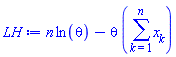n*ln(theta)-theta*(sum(x[k], k = 1 .. n))