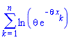 sum(ln(theta*exp(-theta*x[k])), k = 1 .. n)