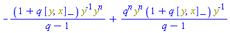 -Physics:-`*`(1+q*Physics:-Commutator(y, x), Physics:-Inverse(y), Physics:-`^`(y, n))/(q-1)+q^n*Physics:-`*`(Physics:-`^`(y, n), 1+q*Physics:-Commutator(y, x), Physics:-Inverse(y))/(q-1)
