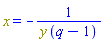 x = -1/(y*(q-1))