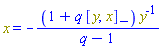 x = -Physics:-`*`(1+q*Physics:-Commutator(y, x), Physics:-Inverse(y))/(q-1)