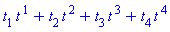 t[1]*t[`~1`]+t[2]*t[`~2`]+t[3]*t[`~3`]+t[4]*t[`~4`]