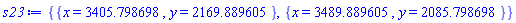 {{x = 3405.798698, y = 2169.889605}, {x = 3489.889605, y = 2085.798698}}
