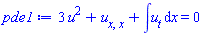 3*u(x, t)^2+diff(diff(u(x, t), x), x)+int(diff(u(x, t), t), x) = 0