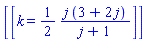 [[k = (1/2)*j*(3+2*j)/(j+1)]]