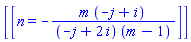 [[n = -m*(-j+i)/((-j+2*i)*(m-1))]]