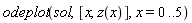 odeplot(sol, [x, z(x)], x = 0 .. 5)