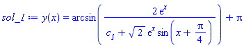 y(x) = arcsin(2*exp(x)/(c__1+2^(1/2)*exp(x)*sin(x+(1/4)*Pi)))+Pi
