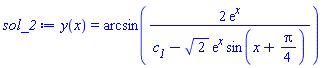 y(x) = arcsin(2*exp(x)/(c__1-2^(1/2)*exp(x)*sin(x+(1/4)*Pi)))