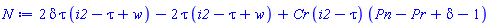 2*delta*tau*(i2-tau+w)-2*tau*(i2-tau+w)+Cr*(i2-tau)*(Pn-Pr+delta-1)