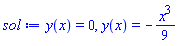 y(x) = 0, y(x) = -(1/9)*x^3