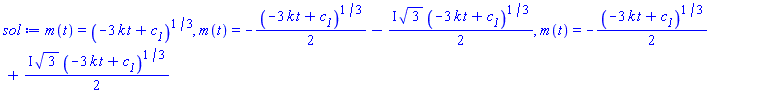 m(t) = (-3*k*t+c__1)^(1/3), m(t) = -(1/2)*(-3*k*t+c__1)^(1/3)-((1/2)*I)*3^(1/2)*(-3*k*t+c__1)^(1/3), m(t) = -(1/2)*(-3*k*t+c__1)^(1/3)+((1/2)*I)*3^(1/2)*(-3*k*t+c__1)^(1/3)