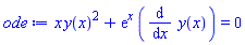 x*y(x)^2+exp(x)*(diff(y(x), x)) = 0