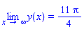 limit(y(x), x = infinity) = (11/4)*Pi