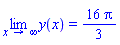 limit(y(x), x = infinity) = (16/3)*Pi