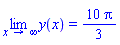 limit(y(x), x = infinity) = (10/3)*Pi