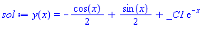 y(x) = -(1/2)*cos(x)+(1/2)*sin(x)+_C1*exp(-x)