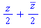 (1/2)*z+(1/2)*conjugate(z)