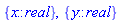 {x::real}, {y::real}