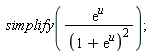 simplify(exp(u)/(1+exp(u))^2)