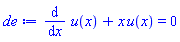 diff(u(x), x)+x*u(x) = 0