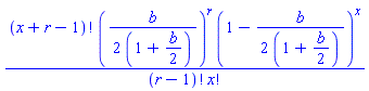 factorial(x+r-1)*((1/2)*b/(1+(1/2)*b))^r*(1-(1/2)*b/(1+(1/2)*b))^x/(factorial(r-1)*factorial(x))