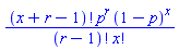 factorial(x+r-1)*p^r*(1-p)^x/(factorial(r-1)*factorial(x))