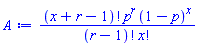 factorial(x+r-1)*p^r*(1-p)^x/(factorial(r-1)*factorial(x))