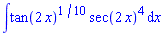 int(tan(2*x)^(1/10)*sec(2*x)^4, x)
