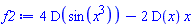 4*D(sin(x^3))-2*D(x)*x