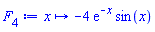 proc (x) options operator, arrow; -4*exp(-x)*sin(x) end proc
