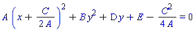 A*(x+(1/2)*C/A)^2+B*y^2+D*y+E-(1/4)*C^2/A = 0