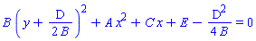 B*(y+(1/2)*D/B)^2+A*x^2+C*x+E-(1/4)*D^2/B = 0
