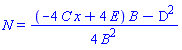 N = (1/4)*((-4*C*x+4*E)*B-D^2)/B^2