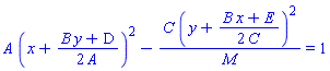 A*(x+(1/2)*(B*y+D)/A)^2-C*(y+(1/2)*(B*x+E)/C)^2/M = 1