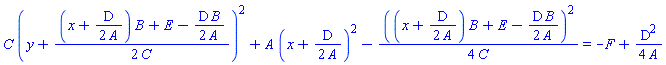 C*(y+(1/2)*((x+(1/2)*D/A)*B+E-(1/2)*D*B/A)/C)^2+A*(x+(1/2)*D/A)^2-(1/4)*((x+(1/2)*D/A)*B+E-(1/2)*D*B/A)^2/C = -F+(1/4)*D^2/A