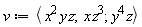 v := `<,>`(`<|>`(x^2*y*z), `<|>`(x*z^3), `<|>`(y^4*z))