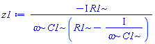 -I*R1/(omega*C1*(R1-I/(omega*C1)))