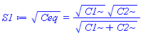 Ceq^(1/2) = C1^(1/2)*C2^(1/2)/(C1+C2)^(1/2)