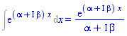 Int(exp((alpha+I*beta)*x), x) = exp((alpha+I*beta)*x)/(alpha+I*beta)