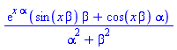 exp(x*alpha)*(sin(x*beta)*beta+cos(x*beta)*alpha)/(alpha^2+beta^2)