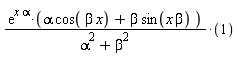 exp(alpha*x)*(alpha*cos(beta*x)+beta*sin(beta*x))/(alpha^2+beta^2)