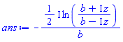 -((1/2)*I)*ln((b+I*z)/(b-I*z))/b