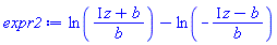ln((I*z+b)/b)-ln(-(I*z-b)/b)