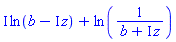 I*ln(b-I*z)+ln(1/(b+I*z))