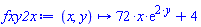 proc (x, y) options operator, arrow; 72*x*exp(2*y)+4 end proc