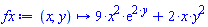 proc (x, y) options operator, arrow; 9*x^2*exp(2*y)+2*x*y^2 end proc