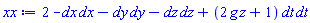 2*_DG([["tensor", M5, [["cov_bas", "cov_bas"], []]], [[[1, 1], -1], [[2, 2], -1], [[3, 3], -1], [[4, 4], 2*g*z+1]]])