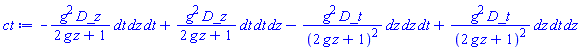 _DG([["tensor", M5, [["con_bas", "cov_bas", "cov_bas", "cov_bas"], []]], [[[3, 4, 3, 4], -g^2/(2*g*z+1)], [[3, 4, 4, 3], g^2/(2*g*z+1)], [[4, 3, 3, 4], -g^2/(2*g*z+1)^2], [[4, 3, 4, 3], g^2/(2*g*z+1)^2]]])